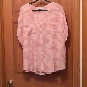 Torrid | Pink Camo Challis Dolman Short Sleeve Blouse